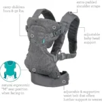 Infantino Flip Advanced 4-in-1 Convertible Baby Carrier – Grey - Image 3