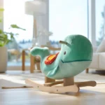 Rocking Wooden Whale Plush Ride-On Rocker – Classic Soft Toy for Toddlers - Image 2