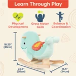 Rocking Wooden Whale Plush Ride-On Rocker – Classic Soft Toy for Toddlers - Image 4
