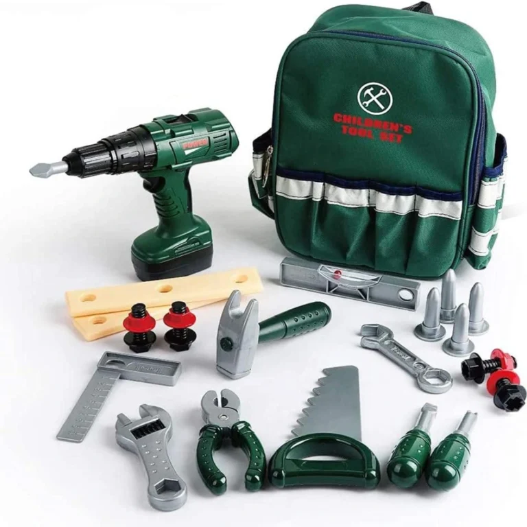 27PCS Kids Pretend Play Tool Set with Backpack – Electric Drill, Hammer, Screwdriver & More