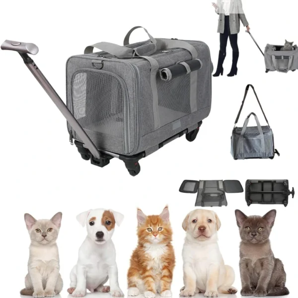 3-in-1 Pet Carrier Bag – Wheeled, Shoulder & Handbag for Small Pets