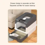 Enclosed Cat Litter Box with Lid – Drawer Type, Self-Cleaning, Anti-Splash with Scoop - Image 2