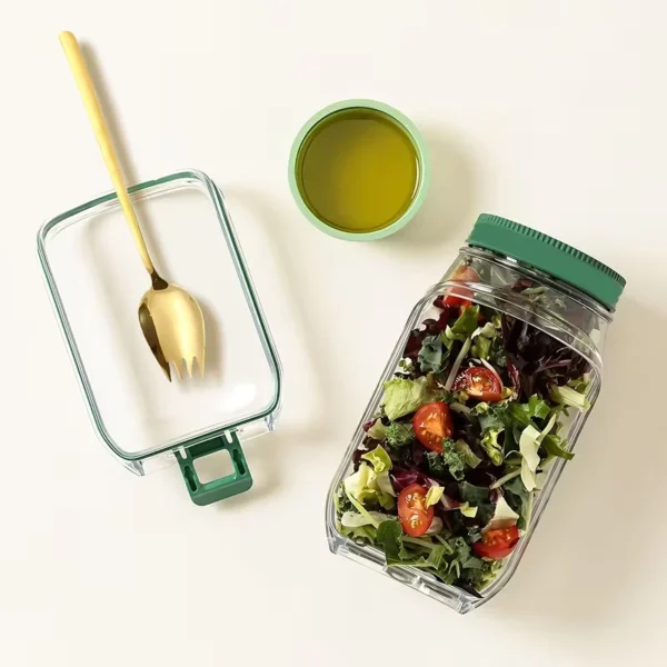 Airtight Salad Jar with Side Opening: Keep Meals Fresh & Enjoy Leak-Proof Portability